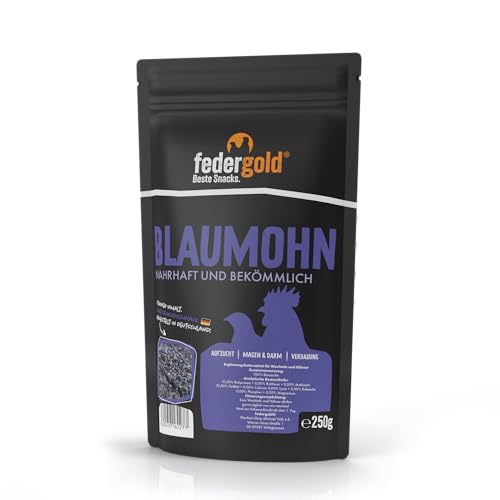 federgold Pavot bleu 250 g – Aliment supplémentaire de qualité supérieure pour cailles et poulets | Favorise la digestion et l'absorption de la nourriture...