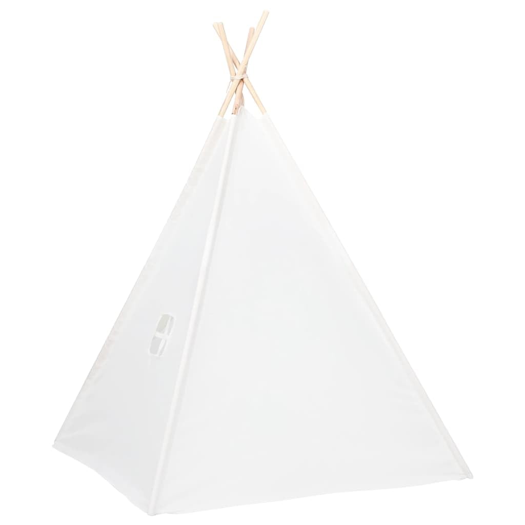 Kinder Tipi-Zelt mit Tasche 120x120x150 cm Pfirsichhaut Weiß Spielzelt für Kinderzimmer Garten Outdoor Indianerzelt Spielhaus mit Fenster und Tragetasche