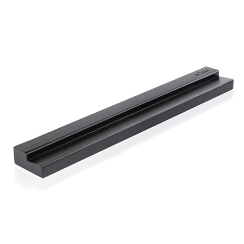 MÖNKE Vinyl Record Wall Mount - an Elegant Display Ledge Made from Solid Wood - This Vinyl Record Shelf Will Hold Records of Any Size (Black)