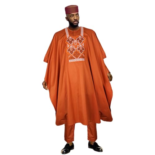 HD African Mens Clothing Traditional Wedding Attire Embroidery Agbada Boubou Caftan Nigerian Male Clothes Set