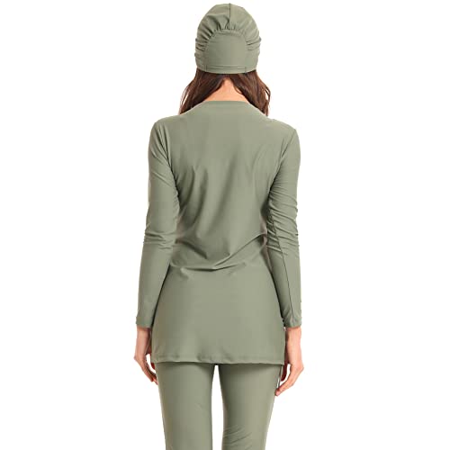 OBEEII Womens Muslim Swimsuits Full Coverage Long Sleeve Swimwear Burkini Hijab Bathing Suit4