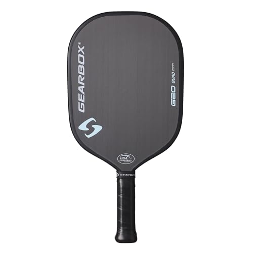 Gearbox G20 Pickleball Paddle 20mm Honeycomb Core Raw Carbon Fiber Surface One-Piece Molded Construction Control Spin & Power Lightweight 8.0 oz Paddle for All Skill Levels