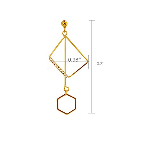 Mismatch Asymmetry Abstract Irregular Geometry Drop Dangle Earrings Sparkling Rhinestone Long Chain Pendant Earrings for Woman3