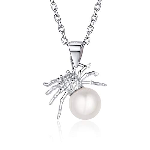 ChicSilver Schöne Silber Spinnenkette aus 925 Sterlingsilber mit synthetischen Perlen, Taranteln, Insektenschmuck Damen Schmuck-perfekte für Damen Frauen Mädchen …