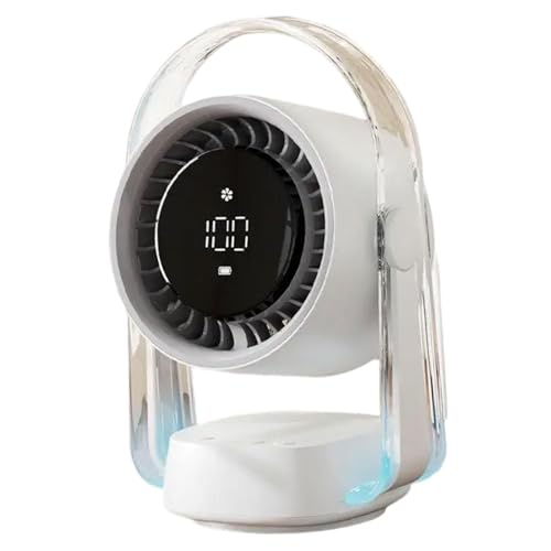 JISADER Temporizador de Ventilador de Ventilador de Viento Fuerte con Ligero Silencio de 100 Engranajes Recargables de Alta Velocidad para Viajar, Blanco