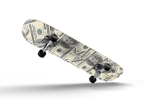 DesignSkinz - Decorative and Protective Scratch Resistant Skin Vinyl Wrap Kit for Skateboard Decks - Hundred Dollar Bill