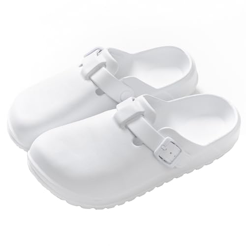 Image of Arch Support Nurse Clogs for Women and Men, Adjustable Buckle Mules Non Slip Work Shoes Chef Garden Sandals, Slip-On Cushion Slippers Slides