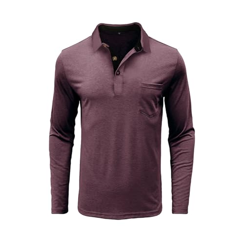Polo homme manches longues rouge avec poche poitrine respirant