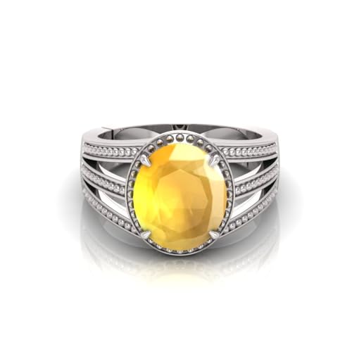 Bague saphir jaune naturel AAA++ de 13 carats en métal noble pour homme et femme
