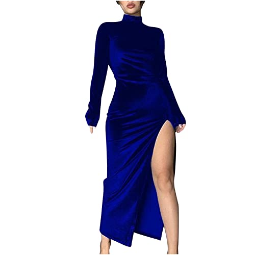 Robe de soirée moulante en velours bleu pour briller lors d'un grand bal