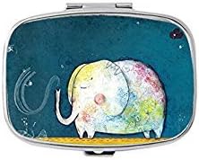 Elefante geométrica rectangular Pill Boxpíldora Case-  2compartimentos para guardar pastillas pastilleropíldora caso por separado