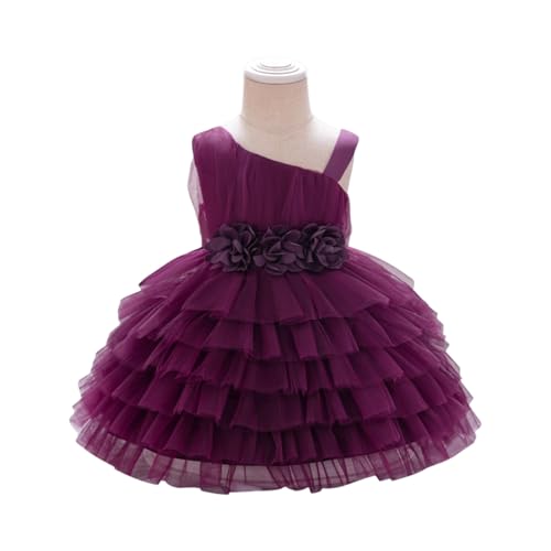 Girls Tulle Flower Dress Sleeveless Ruffled Birthday Party Gown for Toddlers and Kids Elegant Formal Wear