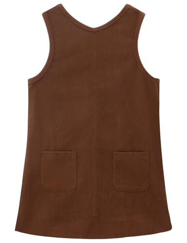 Noomelfish Girl Corduroy Jumper Dress Skirtall Overall Dresses Pinafore with Pockets(5-12 Years)