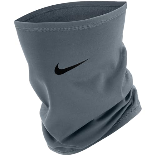 Nike Men's Therma-Fit Fleece Neck Warmer Tube Scarf Neck Warmer Winter Running Training Outdoor Sports Scarf Smoke Grey/Black, One Size