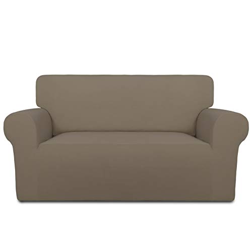 PureFit Super Stretch Sofa Slipcover â€“ Spandex Non Slip Soft Couch Sofa Cover, Washable Furniture Protector with Non Skid Foam and Elastic Bottom for Kids, Pets ï¼ˆLoveseat, Naturalï¼‰