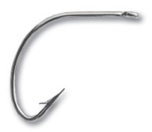 MustadClassic Reversed Straight Eye Wide Gap Hollow Point Hook (Pack of 100), Nickel, 1/0