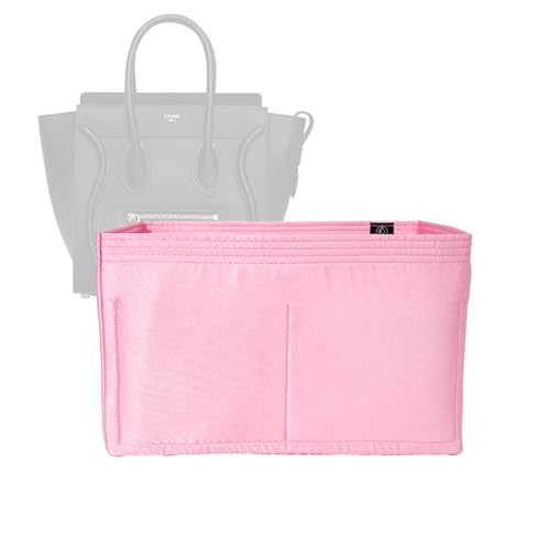 Zoomoni Silky Purse Organizer for Celine Micro Luggage (Handmade/4 Color Options) [Silky Satin, Silk Liner, Insert, Shaper]