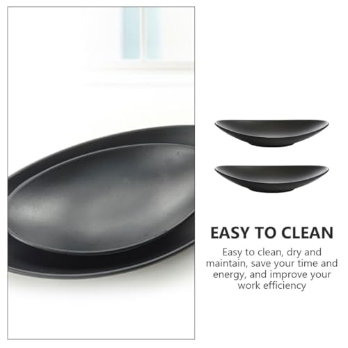 Juego de 2 platos ovalados para sushi negros mate miniatura 7