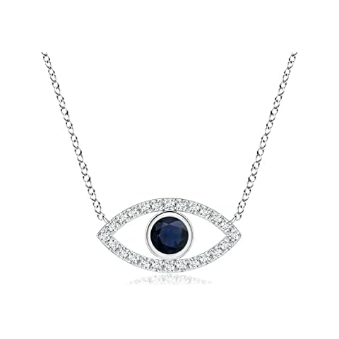 Moonshine - Evil eye necklace for women 925 Sterling silver for ladies luxury pendant filled with shiny crystals and one Sapphire Novelty natural protection from bad thoughts Cover