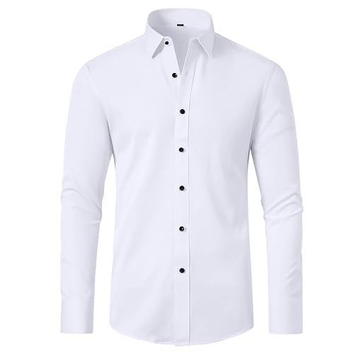 UHouse Hemd Herren Langarm Slim Fit Herrenhemd Baumwolle Freizeithemd Business Hemden Leichte Stehkragenhemd Stretch Anzug Hemd Bequeme Arbeitshemd Basic Oberhemden Weiß XS UHouse Hemd Herren Langarm Slim Fit Herrenhemd Baumwolle Freizeithemd Business Hemden Leichte Stehkragenhemd Stretch Anzug Hemd Bequeme Arbeitshemd Basic Oberhemden Weiß XS