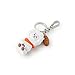 BT21 RJ Character Mini Cute Figure Keychain Key Ring Bag Charm with Clip, White