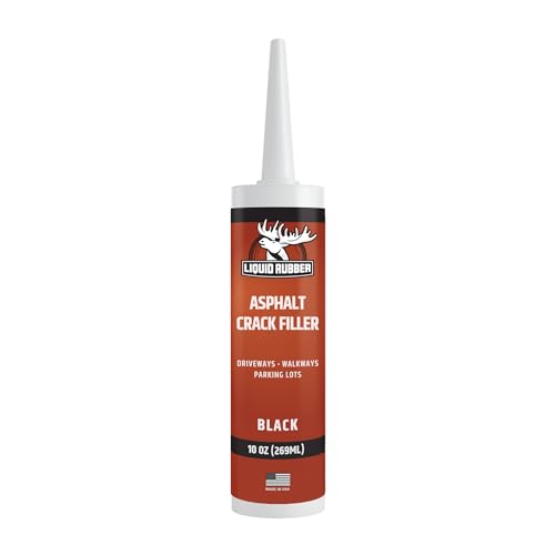 Liquid Rubber Asphalt Crack Filler - Professional-Grade Self-Leveling Waterproof Sealant for Driveway, Parking Lot & Walkway Cracks - Black 10oz - Helps Stop Water Intrusion & UV Damage - 1 Pack