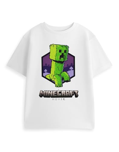 Minecraft Creeper White Short Sleeved T-Shirt | Classic Graphic Tee for Boys Movie Merchandise