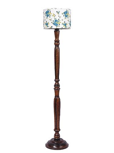 Image of Devansh Multicolor Cotton Wooden Floor Lamp -13