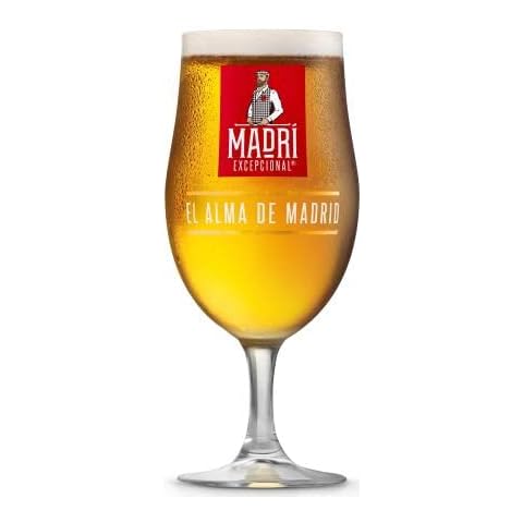 Madri Exceptional Beer Glass | Half Pint to Brim 10oz | Nucleated Chalice Glass | Official Molson Coors Merchandise | Perfect for Your Home Bar or Mancave | 1 Glass Cover