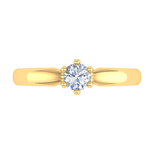 1/4 Carat 6-Prong Set Diamond Solitaire Engagement Ring Band in 10K Gold3