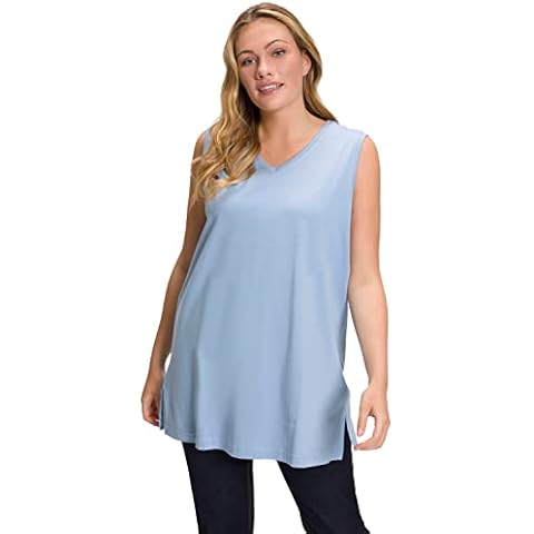 Camiseta básica Ulla Popken, cuello en V, azul claro Cover