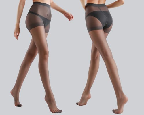 Image of HA WA 3 Pairs Women 20D Sheer Tights Control Top Pantyhose Reinforced Toe