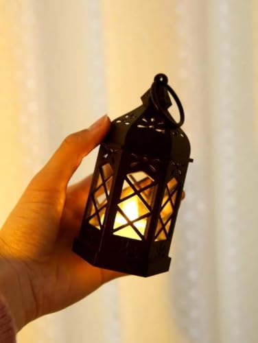 Image of SATYAM KRAFT 6 Pcs Flameless & Smokeless Acrylic Antique LED Hurricane Lantern Lamp Wall Hanging Led Candle Light for Home Decor, Drawing Room, Living Room, Table Decor (12.5 cm)