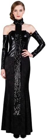 Nahzsai Women Padme Dress Queen Costume Black Off-Shoulder Dress Amidala Costume with Neckring Wristband XS Fashion