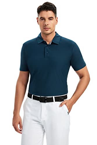 Image of Damipow Premium Golf Shirts for Men Dry Fit Performance Polo Short Sleeve Collared Shirt
