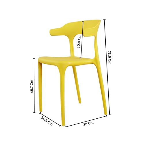 Image of Adhunika Furnitures Yellow Cafe Chair Set of 4 | 3 Year Warranty | 120KG Capacity | Full PP Plastic Stackable Chair | Dining Balcony Garden Cafe Restaurant Indoor Outdoor (Yellow, Set of 4)