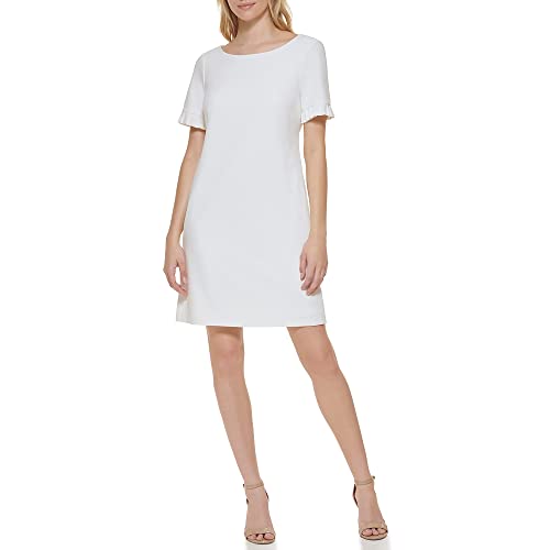 Image of Tommy Hilfiger Women's Tommy Hilfiger Pleated Short Sleeve Scuba Dress