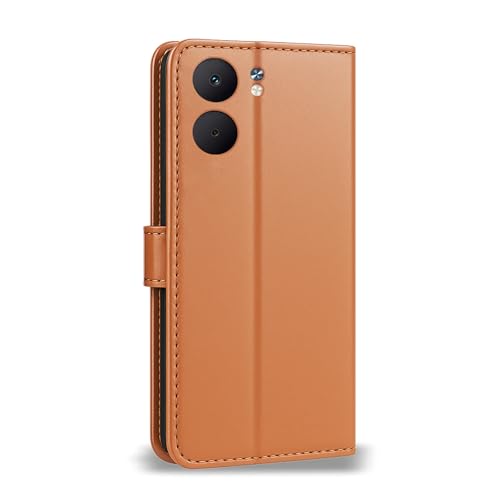 Image of AIBEX Shock Proof Flip Compatible for Oppo A5X 5G Flip Cover Leather Finish | Inside TPU with Card Pockets | Wallet Stand | Complete Protection Flip Case - Brown