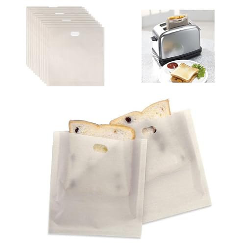 Fysaran Toastabags - Lot de 10 sacs à pain réutilisables - Non adhésifs et lavables - Pour le petit-déjeuner - Pour micro-ondes, grille-pain