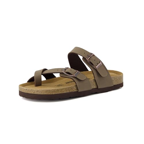 CUSHIONAIRE Sandalia Luna JR para niños con Plantilla de Corcho y +Comfort, Nubuck MARRÓN 33 EU