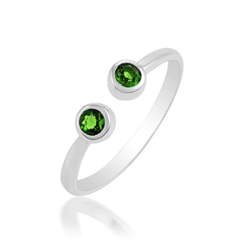 Bague en diopside chromé argent 925 | Le cadeau idéal ajustable sans erreur de taille