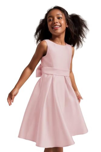 Satin Flower Girl Dress Sleeveless Princess Dresses Knee Length for Wedding Party Gown