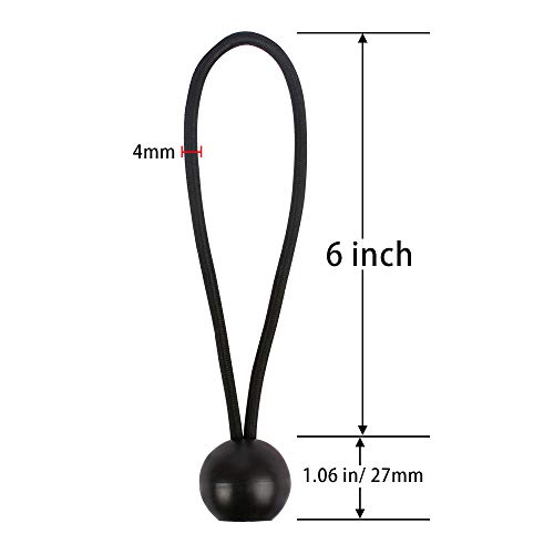 image for AOPRIE 30 Pcs Bungee Balls 6Inch Black Ball Bungees Heavy Duty Heavywe