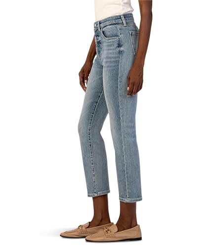 KUT from the Kloth Women's Elizabeth High-Rise Crop Straight Legs Regular Hem in Supported2