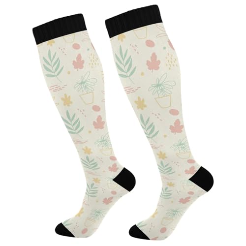 Calcetines Largos Hojas De Crema Acolchado Uso Multiestación Calcetin Hasta La Rodilla Duraderos Tennis Calcetin Por Encima De La Rodilla One Size