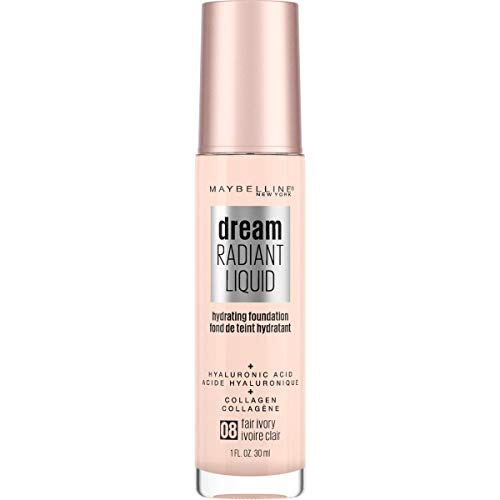 Maybelline Dream Radiant Liquid Medium Coverage Hydrating Makeup, Lightweight Liquid Foundation, Fair Ivory, 1 Count #TOP1