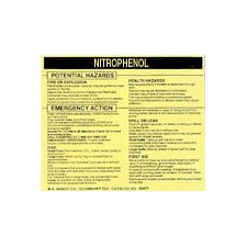 Brady 93580 Vinyl Hazardous Material Label , Black On Yellow, 3 3/4" Height x 4 1/2" Width, Legend "Nitrophenol" (25 Labels per Package)