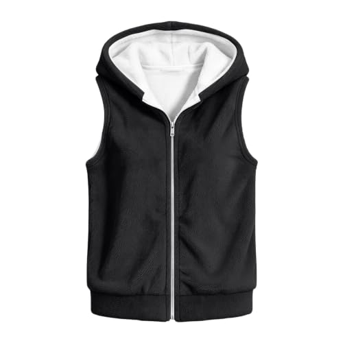 Girls Long Fleece Vest Warm Zip Up Hooded Neck Sharpa Sleeveless Jackets - image 5