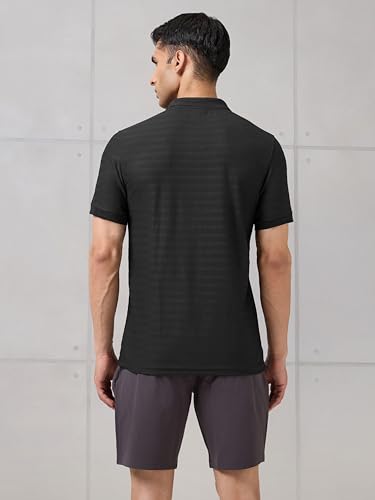Image of TECHNOSPORT Men's Slim Fit Striped Half Sleeve Polo Active Out T-Shirt for Gym, Sports & Regular Use