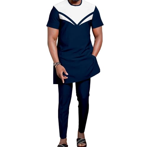 Costume Décontracté Hommes Africains Ensemble Dashiki 2 Pièces Imprimé Ankara Style1 Taille M